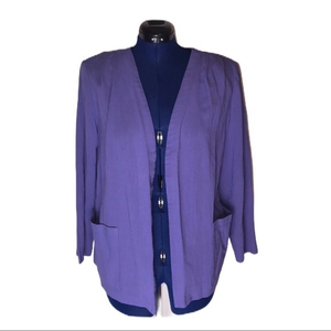 Vintage Alfred Dunner L light purple shoulder pads‎ pockets open blazer